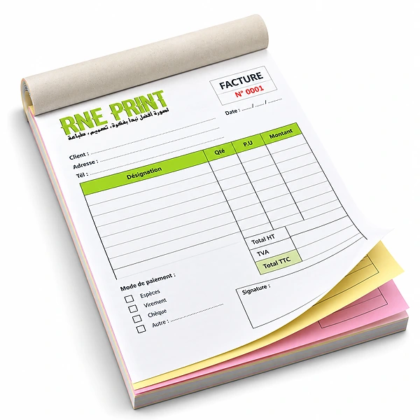 Carnet de factures autocopiant NCR Carnet de factures autocopiant NCR RNE PRINT avec copies jaune et rose